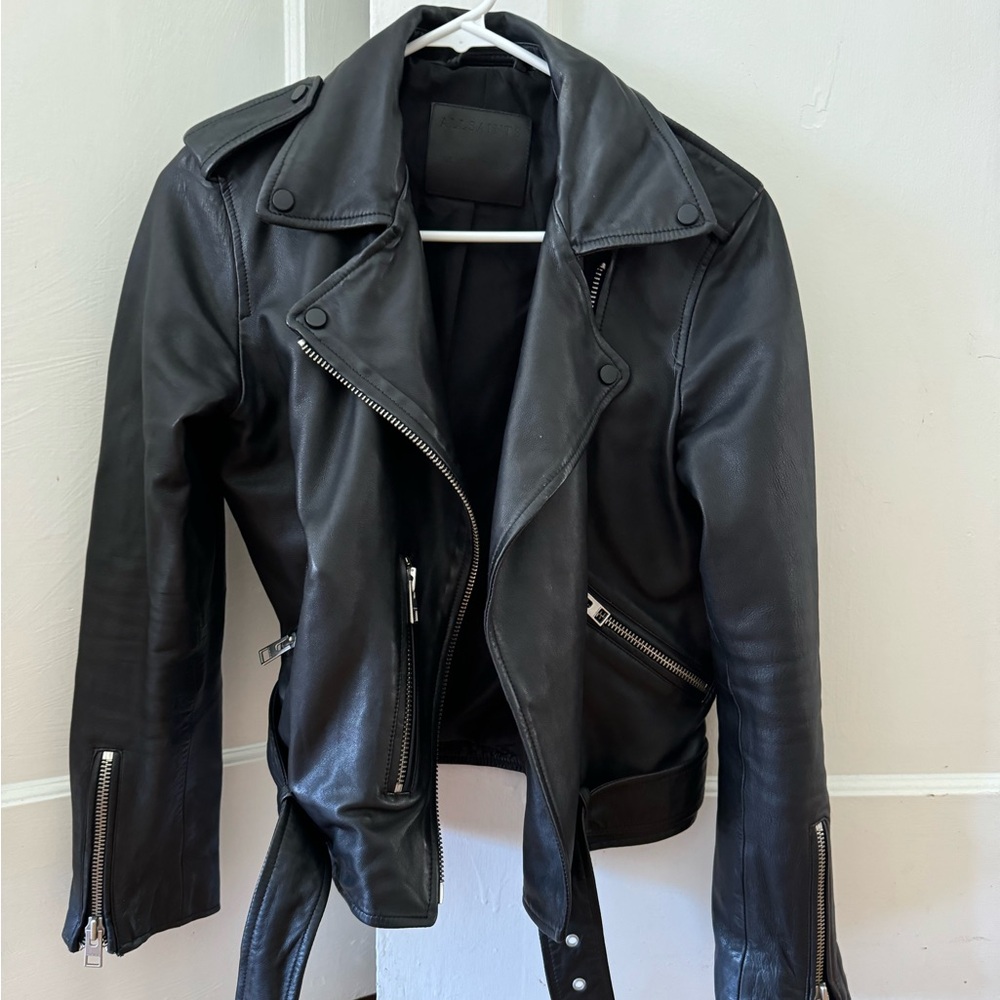 ALLSAINTS BALFERN LEATHER BIKER WOMEN'S JACKET BLACK SIZE 8US/ 12UK